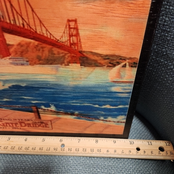 Kitschy Wooden silkscreen art- Golden Gate - Picture 6 of 8